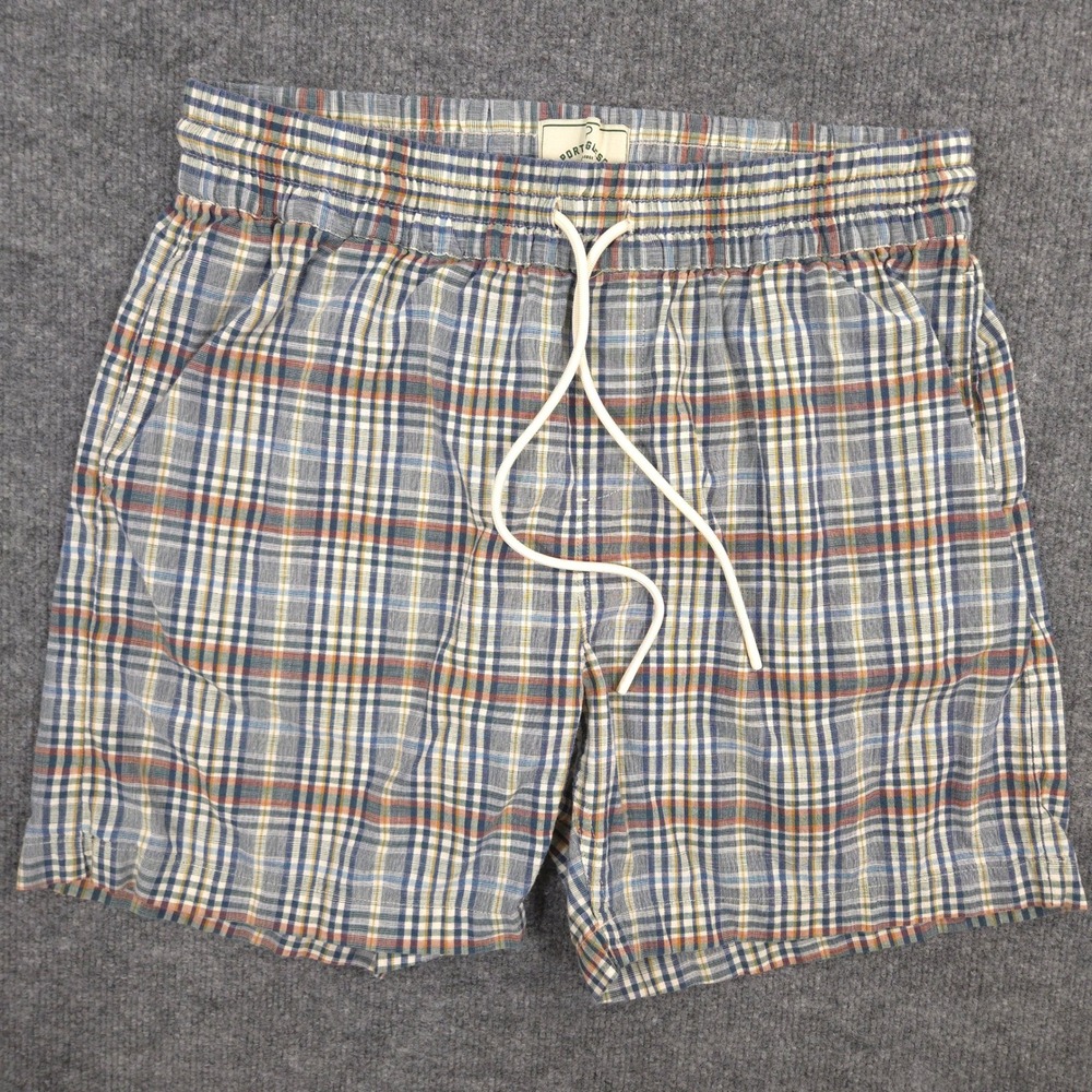 Portuguese Flannel Shorts Mens Large Multicolor Plaid Chino Stretch Drawstring